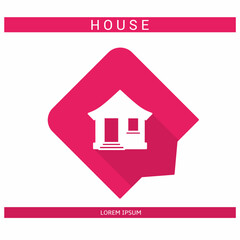 Design icon. House icon symbol in flat. House symbol design in flat with shadows. Stock vector.