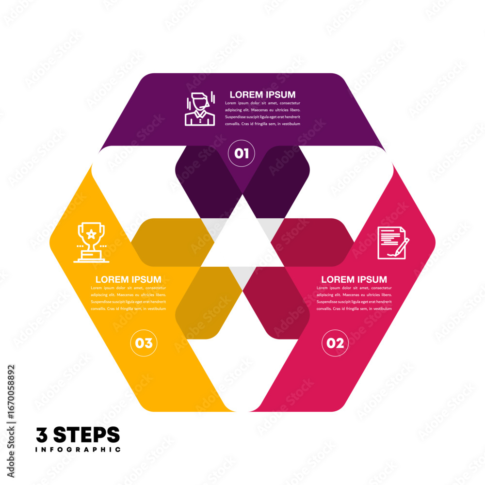 Poster venn diagram infographic modern chart template for business 3 step options, presentation with venn d