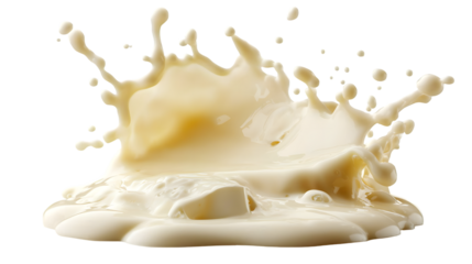 splash of milk or cream isolated on a transparent background