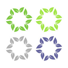 NATURAL PRODUCT LEAVES IN CIRCLE SIGN SYMBOL LOGO
