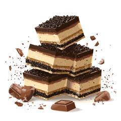 Stacked Nanaimo Bars with Chocolate and Coconut Layers