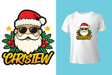 Merry and Bright Christmas typography t shirt design