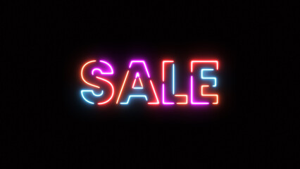 Glowing neon Sale signboard text isolated on dark background