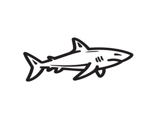 Minimal Shark Silhouette Icon in Elegant Line Drawing