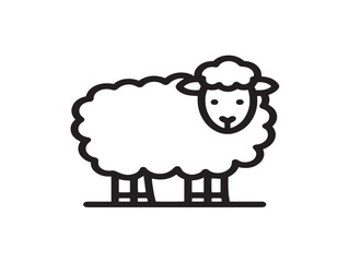 Sheep Icon in Minimal Line Vector Illustration