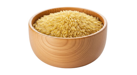 Isolated Orzo Pasta in Wooden Bowl