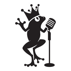 Cartoon Frog Character with Microphone