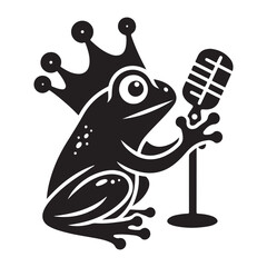 Cartoon Frog Character with Microphone