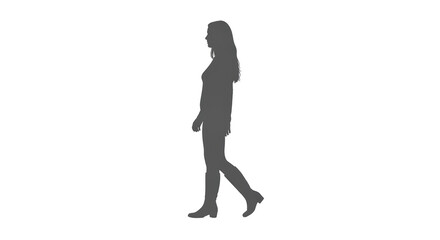 Isolated Silhouette of a Woman Walking