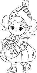 cute halloween cartoon character outline printable coloring