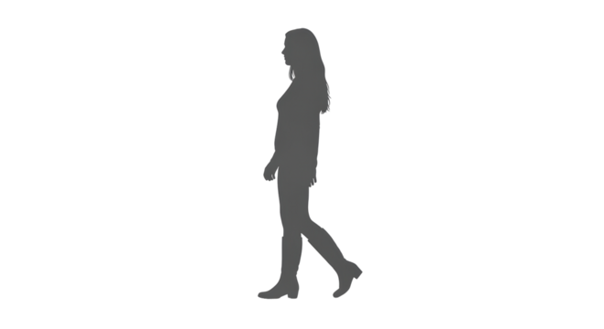 Isolated Silhouette of a Woman Walking