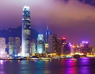Obraz premium Hong Kong skyline at night