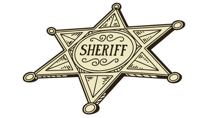Five-Pointed Star Sheriff Badge Law Enforcement Symbol Western Theme Illustration.