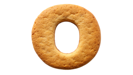 Letter O in Cookie Style, Round Baked Cookie with Hole in Center – Isolated on Transparent Background, PNG, AI Generated