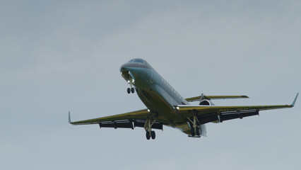 Airplane on final approach at Eindhoven Airport