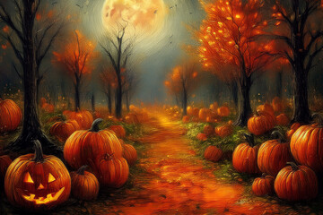 halloween pumpkin on a tree