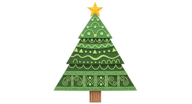 Isolated Green Christmas Tree: Festive Holiday Decoration