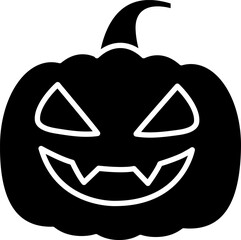 Halloween Pumpkin Glyph Icon Jack O Lantern Solid Symbol. Halloween pumpkin glyph icon in solid style featuring jack o lantern face Perfect for spooky designs party invitations web icons banners and s