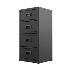 3D Steel Filing Cabinet with Industrial Design Isolated on White