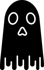Ghost Glyph Icon Solid Spooky Symbol for Party and Decoration. Solid ghost glyph icon for Halloween theme. Perfect for spooky party design, banners, web, social media, invitations, posters, and season