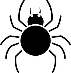 Spider Glyph Icon Solid Spooky Symbol for Decoration and Design. Scary spider glyph icon perfect for Halloween theme banners posters web social media invitations branding and party designs.