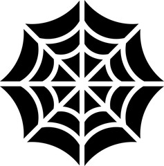 Halloween Spider Web Glyph Icon Solid Spooky Symbol for Decoration and Design. Solid spider web glyph icon for Halloween theme Perfect for spooky designs banners posters social media apps and web deco