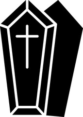 Coffin Glyph Icon – Solid Halloween Burial Symbol for Spooky Party, Decoration and Horror Design. Solid coffin glyph icon for Halloween design. Perfect for spooky posters, party banners, invitations.