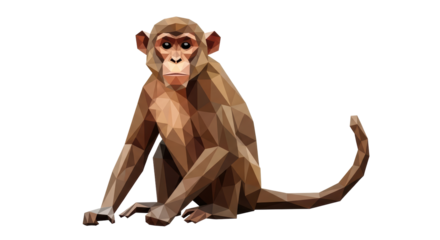 Isolated Low Poly Monkey