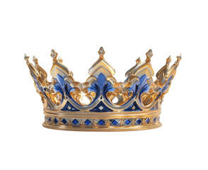 a shiny golden and blue crown icon, jpeg, png, transparent