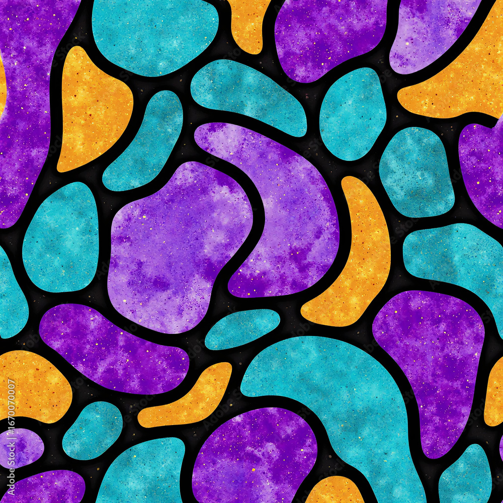 Fototapete Modern vector pattern with multicolor abstract shapes.Colorful abstract background, Colorful line doodle seamless pattern set. Creative minimalist style art background, Abstract pop art. Generative ai
