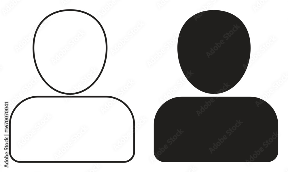 Poster humanoid figure silhouettes two simple outline representations one filled one empty for profile icon