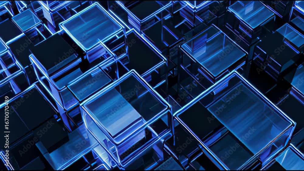 Poster digital cubes and connectivity: a stunning display of digital cubes, seamlessly interlinked, radiati