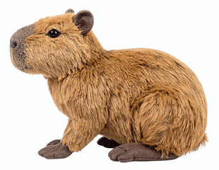Fototapeta premium Side Angle of Capybara Plush Toy Sitting, isolated