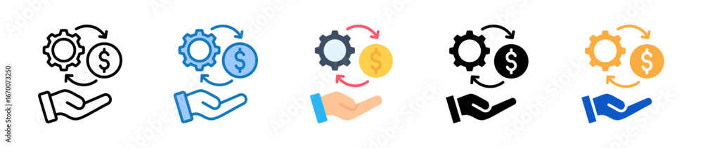 Poster money management multiple style icons set design vector illustration.