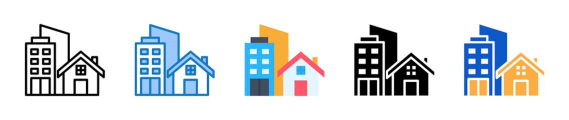 Property multiple style icons set design vector illustration. 