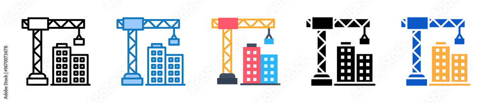 Poster contruction multiple style icons set design vector illustration.