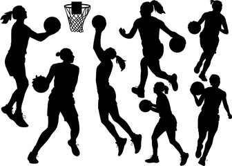 a set of female basketball players.eps
