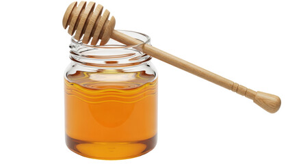 Isolated Jar of Honey with Honey Dipper