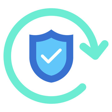 Security Recheck Flat Green Blue Icon Design Vector - circular arrow with a shield representing refreshed or updated security system status