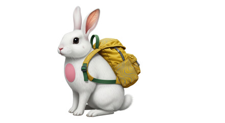 Isolated Rabbit with Backpack