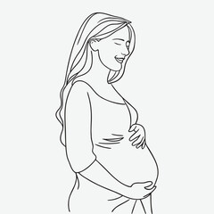 Pregnant woman line art.