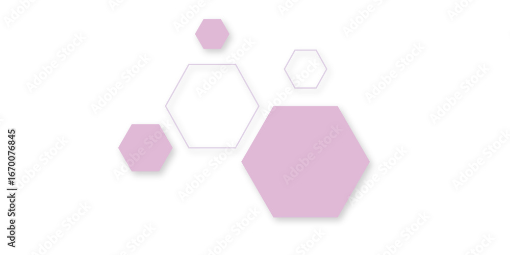 Poster a minimalist abstract background featuring a scattered cluster of geometric hexagons, with solid sha