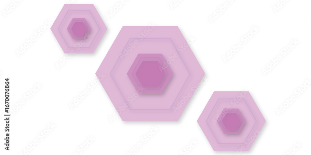 Poster minimal abstract background with pink-purple hexagon patterns, futuristic digital structure, molecul