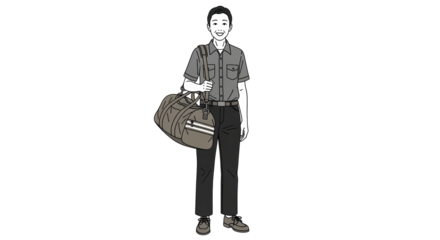 Isolated Old Fashioned Man with luggage bag