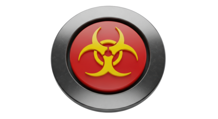 Isolated Biohazard Symbol on Button
