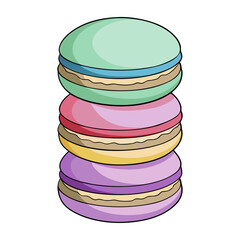 Colorful Pastel Macarons Vector Stack Illustration, Sweet French Dessert, Elegant Bakery Treat, Cute Confectionery Clipart Design Art