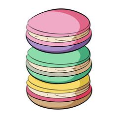 Colorful Pastel Macarons Vector Stack Illustration, Sweet French Dessert, Elegant Bakery Treat, Cute Confectionery Clipart Design Art