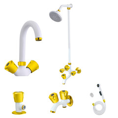 Complete Bath Shower Set For Elegant Bathroom one basin one tee cock one double bib cock