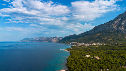 Aerial View of Scenic Adriatic Coastline in Croatia