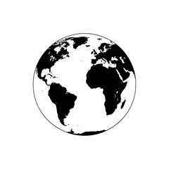 Obraz premium Black and White Globe Depicting Continents Against a White Background Representing Geography